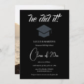 Black & White Elegant machte er Graduation Party Einladung (Vorne/Hinten)