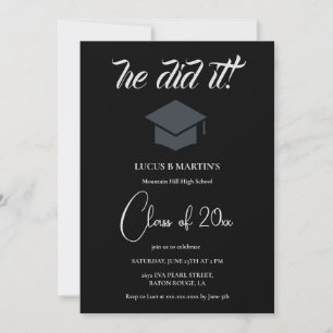 Black & White Elegant machte er Graduation Party Einladung