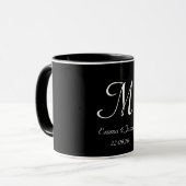 Black & White Elegant Monogram Initial Name  Tasse (Vorderseite Links)