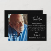 Black & WHITE Elegant Photo Funeral Dankeskarte (Vorne/Hinten)