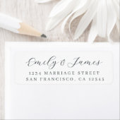 Black White Elegant Script Return Address Label (Insitu)