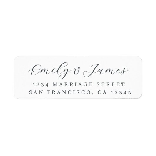 Black White Elegant Script Return Address Label (Vorne)