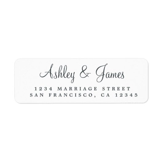 Black White Elegant Script Return Address Label (Vorne)