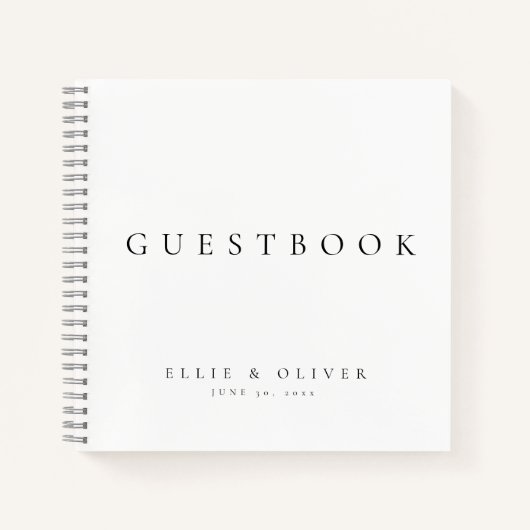 Black & White Elegant Wedding Guest Book Notizblock (Vorderseite)