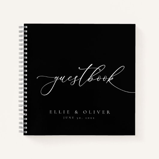 Black & White Elegant Wedding Guest Book Notizblock (Vorderseite)