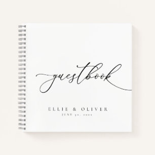 Black & White Elegant Wedding Guest Book Notizblock