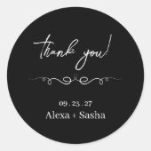 Black & White Elegant Wedding Return address Runder Aufkleber (Vorderseite)