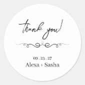Black & White Elegant Wedding Return address Runder Aufkleber (Vorderseite)