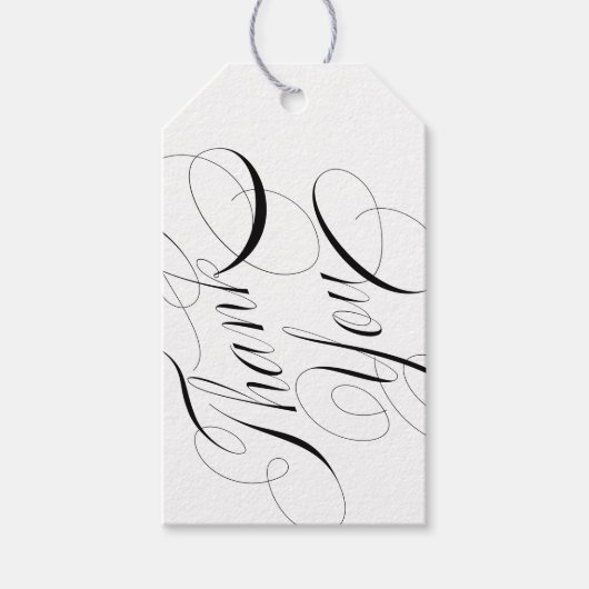 Black & White Elegante Kalligraphie Vielen Dank Geschenkanhänger (Vorderseite)