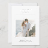 Black & White Elegante Script 2 Foto Beach Wedding Save The Date (Rückseite)