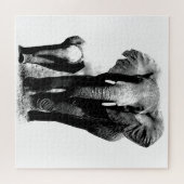 Black & White Elephant & Baby - Tiere Art Puzzle (Horizontal)