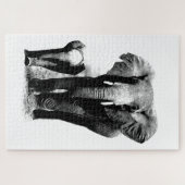 Black & White Elephant & Baby - Tiere Art Puzzle (Horizontal)