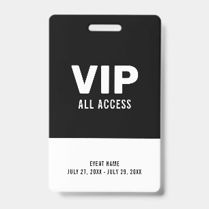 Black & White Event VIP All Access Pass Event ID Ausweis