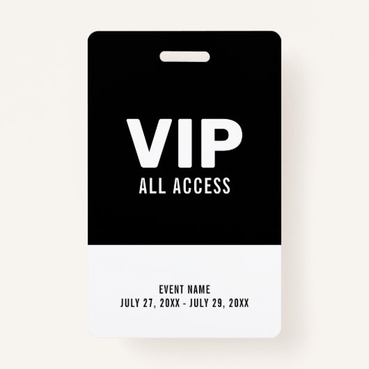 Black & White Event VIP All Access Pass Event ID Ausweis (Vorderseite)