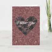 Black White Faux Lace Heart Floral  Karte (Vorderseite)