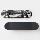 Black & White Flames Classic Skateboard (Horizontal)