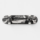 Black & White Flames Classic Skateboard (Horizontal)