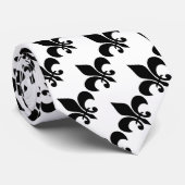 Black & White Fleur de Lis Krawatte (Gerollt)