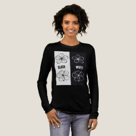 Black  White Floral Contrast Art Tri-Blend Shirt