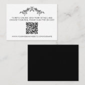 Black & White Floral Minimalist Wedding Info | Visitenkarte (Vorne/Hinten)