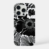 Black White Floral Pattern Bold Botanical Aestheti iPhone Hülle (Rückseite)