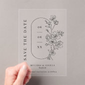 Black & White Floral Photo Wedding Save the Date Acryleinladungen (Insitu (Handheld))