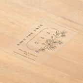 Black & White Floral Photo Wedding Save the Date Acryleinladungen (Ablage )