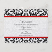 Black & White Floral Red Trim Registry Wedding Begleitkarte (Vorderseite)