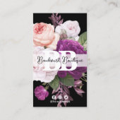 Black & White Floral Service Loyalität 5-Briefmark Visitenkarte (Rückseite)