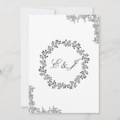 “Black & White Floral Wedding Invitation Einladung (Rückseite)