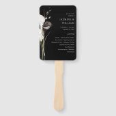 Black & White Floral Wedding Programm Black Fächer (Vorderseite)