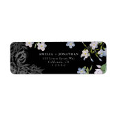 Black & White Floral Wedding return address labels (Vorne)