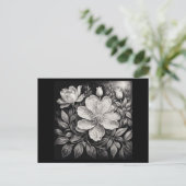 Black & White Flowers Postkarte (Stehend Vorderseite)