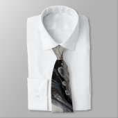 Black White Fluid Marble Liquid Abstract Art Krawatte (Gebunden)