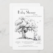 Black & White Forest Bear Kinderdusche Einladung (Vorne/Hinten)