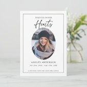  Black White Forever in Our Hearts Funeral Dankeskarte (Stehend Vorderseite)