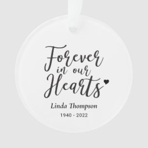 Black & White Forever in our Hearts Memorial Photo Ornament