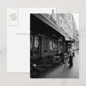 Black & White Foto Street Café in Paris Postkarte (Vorne/Hinten)