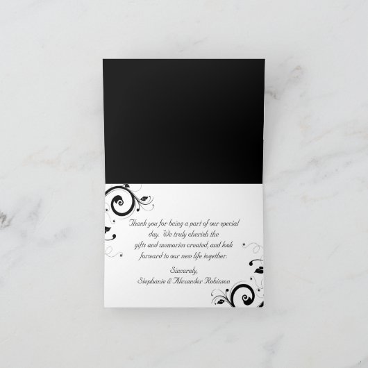 Black, White, Fuchsia Reverse Swirl Thank You Card Dankeskarte (Innenseite)