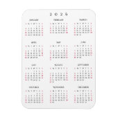 Black White Full Year 2026 Calendar Fridge Kitchen Magnet (Vertikal)