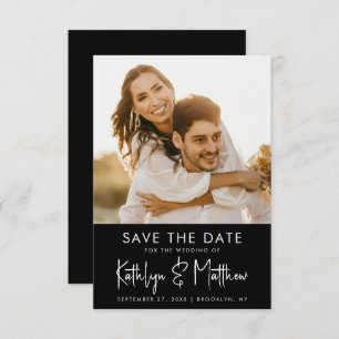 Black & White Fun Script Modernes Foto Hochzeit Save The Date