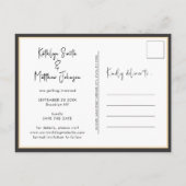 Black & White Fun Script Modernes Foto Wedding Ger Ankündigungspostkarte (Rückseite)