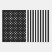 Black & White Fun & Unique Stripes & Polka Dots Geschenkpapier Set (Vorderseite)