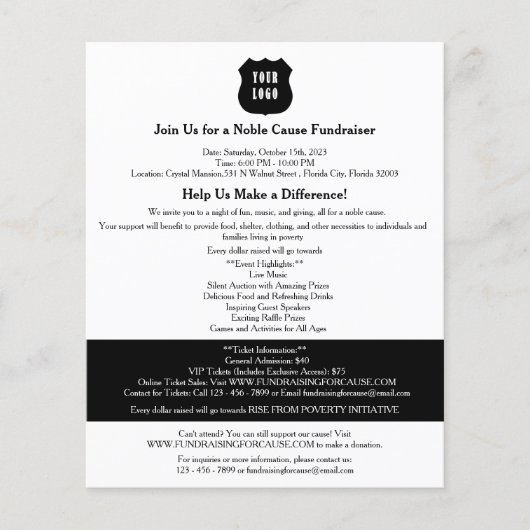 Black & White Fundraiser Flyer (Vorne)