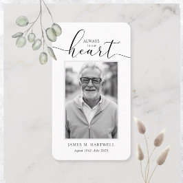 Black & White Funeral Photo Sympathy Modern Visitenkarte