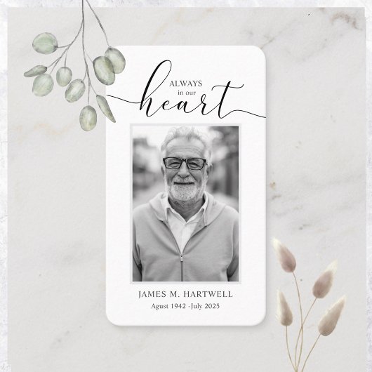 Black & White Funeral Photo Sympathy Modern Visitenkarte