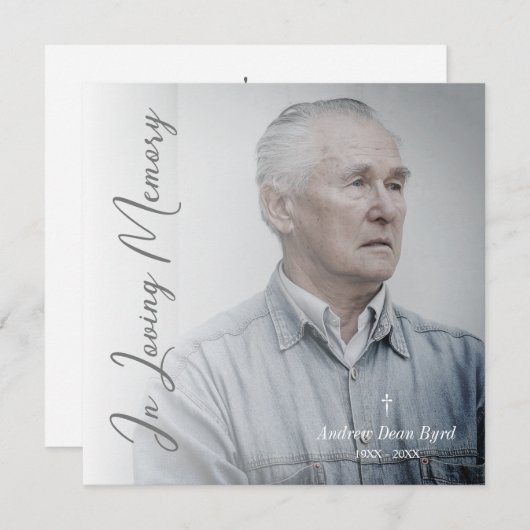 Black & White Funeral Service Dear Ones Photo Mitteilungskarte (Vorne/Hinten)