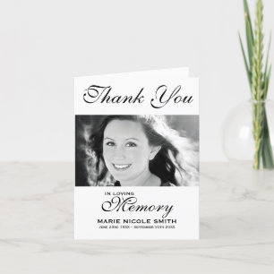 Black & White Funeral Thank You Personalized Photo Dankeskarte