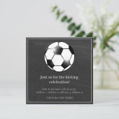 Black & White Fußball Thema Geburtstagsparty Einladung (Stehend Vorderseite)