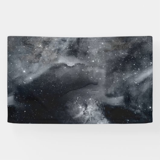 Black White Galaxy Nebula Painting Banner (Horizontal)